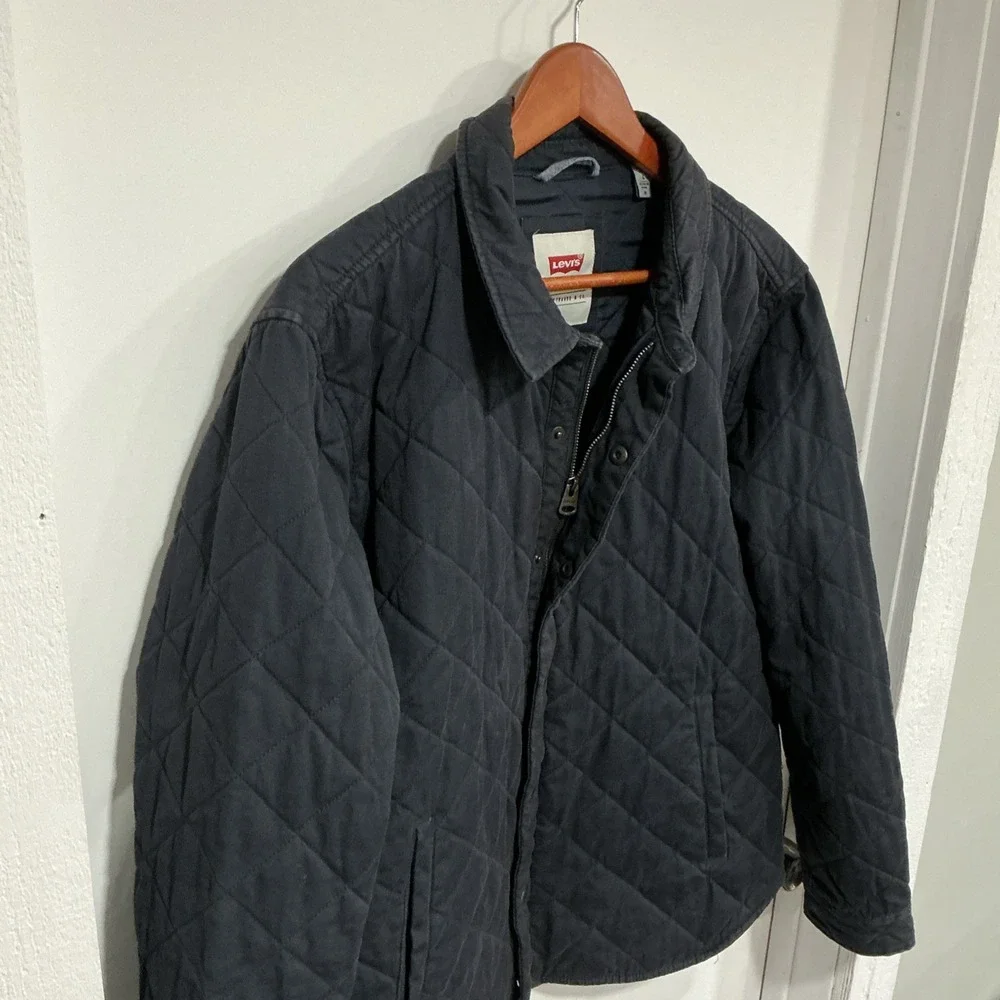 Levi's Men's Diamond Quilted Canvas Jacket, Blue, Large, Zip & Snap, Work, Farm